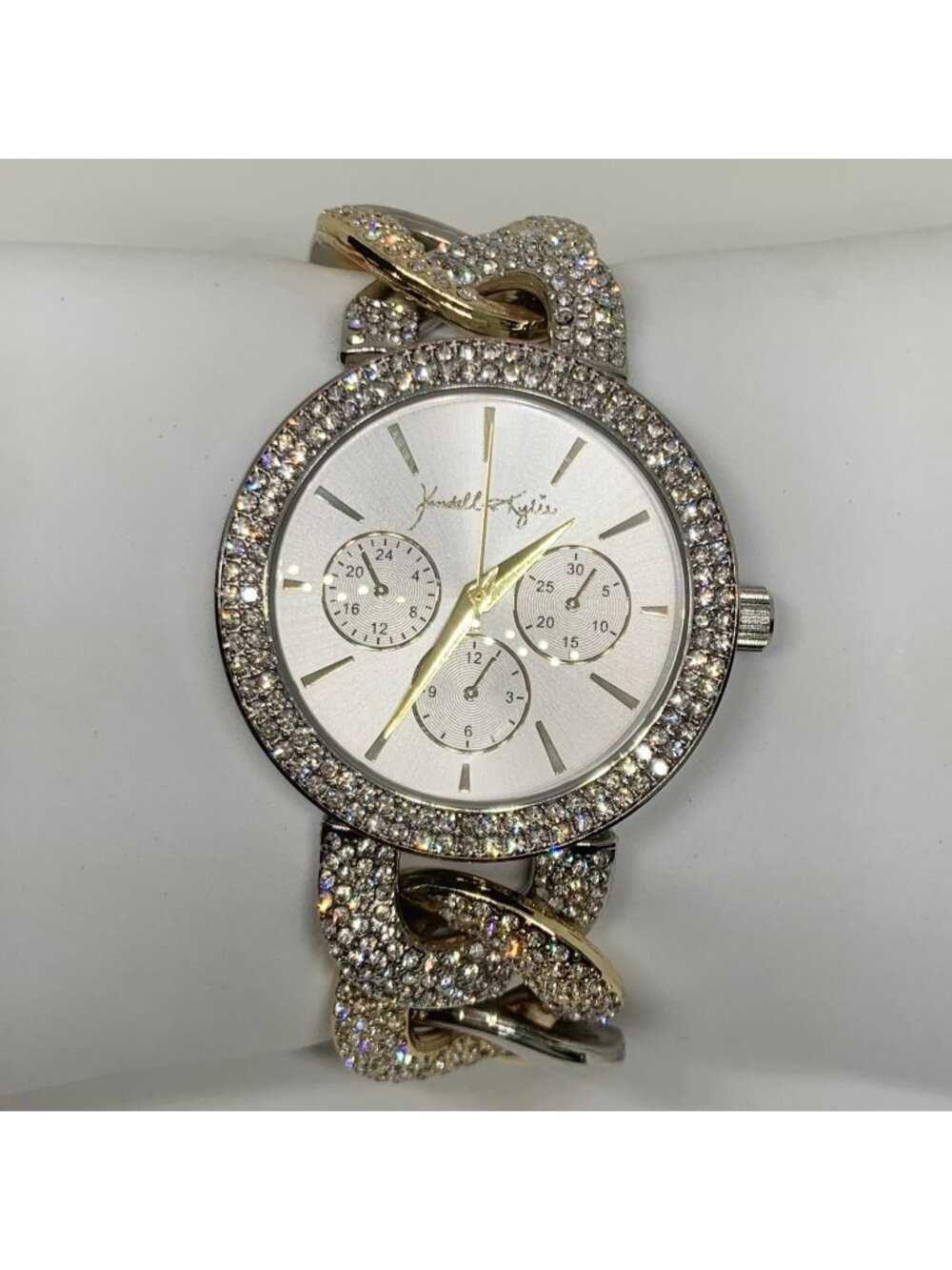 Kendall Kylie women’s watch gold silver tone 37mm rhinestones up to 6.5” running